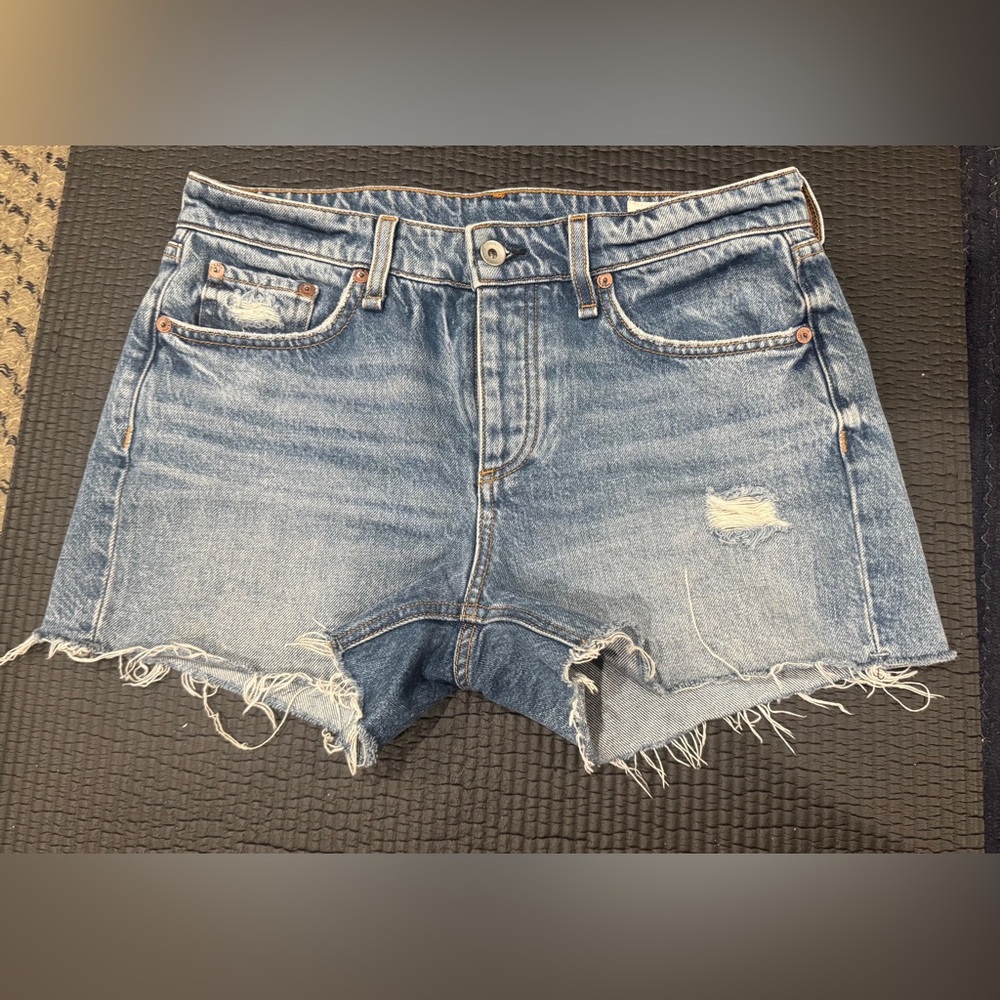 RAG & BONE DRE LOW-RISE SHORT Cutoff Denim/Jean Jorts 26 3.5" Inseam Button Fly!